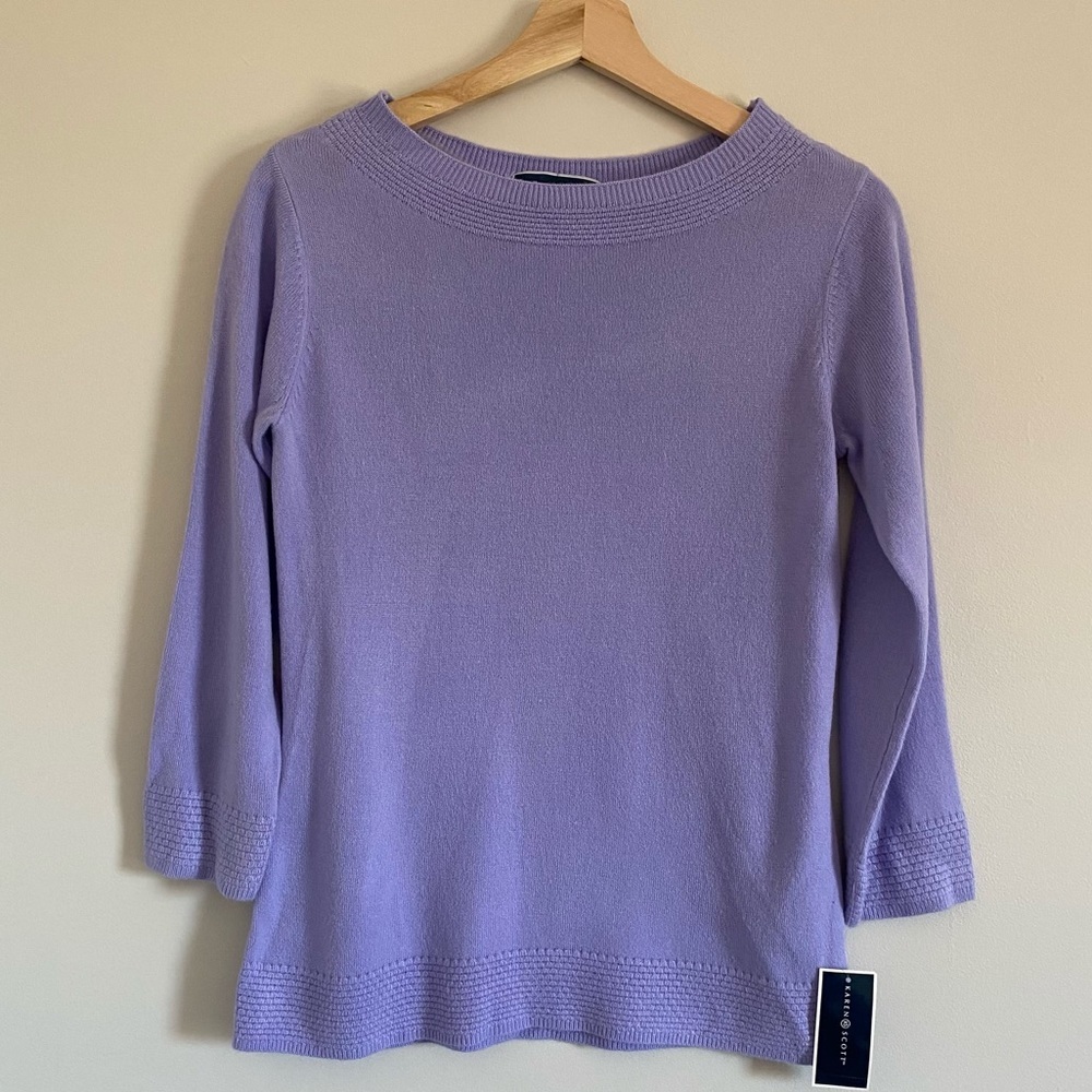 Karen Scott Boatneck 3/4 sleeve Sweater